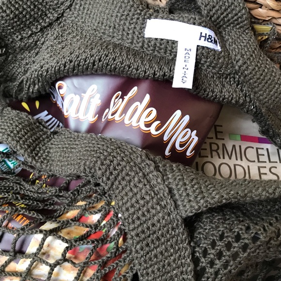 NWOT H&M Dark Green Cotton Mesh Shopping Tote - Picture 4 of 8